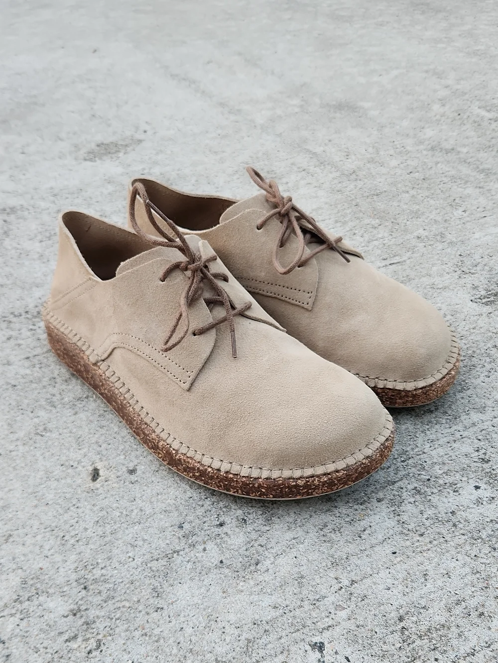 Birkenstock Men's Suede Derby Shoes in Beige,Size 41